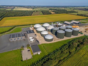 Aerial,Photo,Of,Sønderjysk,Biogas,Plant,,Hjartbro,,Denmark