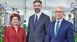 Foto vom Vorstand der Westfalen AG: Dr. Meike Schäffler, Dr. Thomas Perkmann (Vorsitzender), Jesko von Stechow